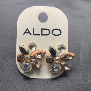 Aldo Tan, Olive, Clear Jewel Studs